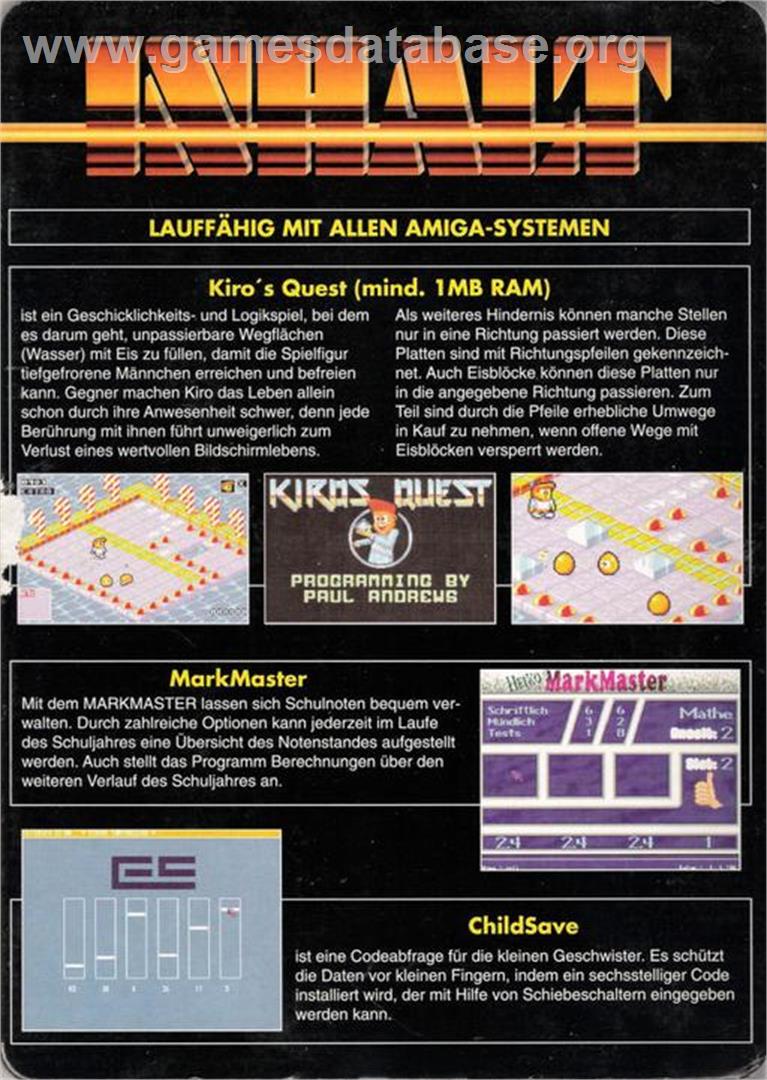 Kiro's Quest - Commodore Amiga - Artwork - Box Back