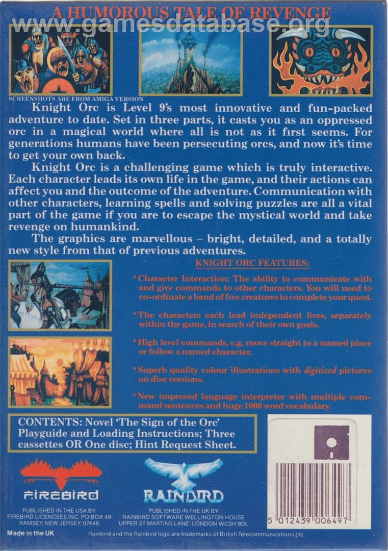 Knight Orc - Commodore Amiga - Artwork - Box Back