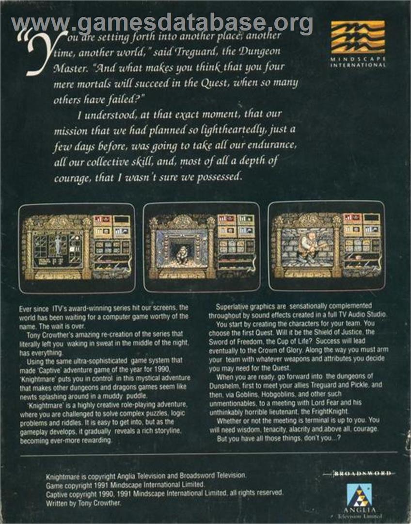 Knightmare - Commodore Amiga - Artwork - Box Back