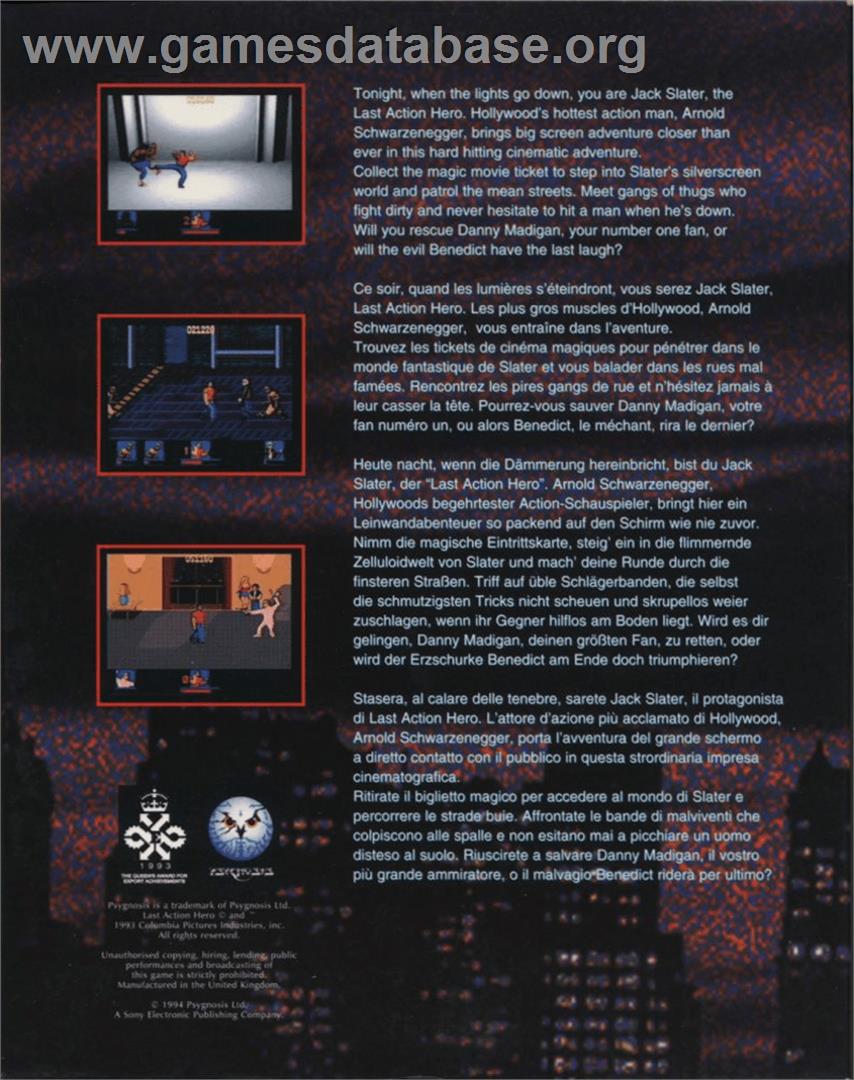 Last Action Hero - Commodore Amiga - Artwork - Box Back