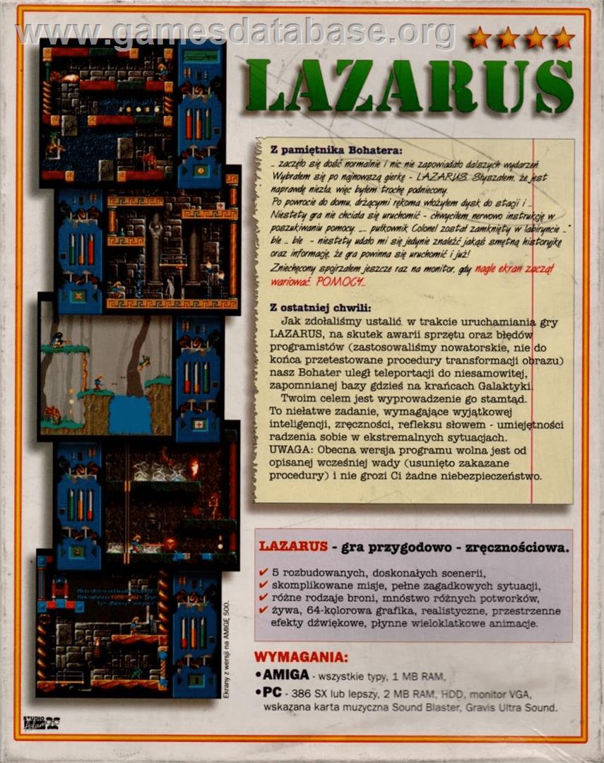 Lazarus - Commodore Amiga - Artwork - Box Back