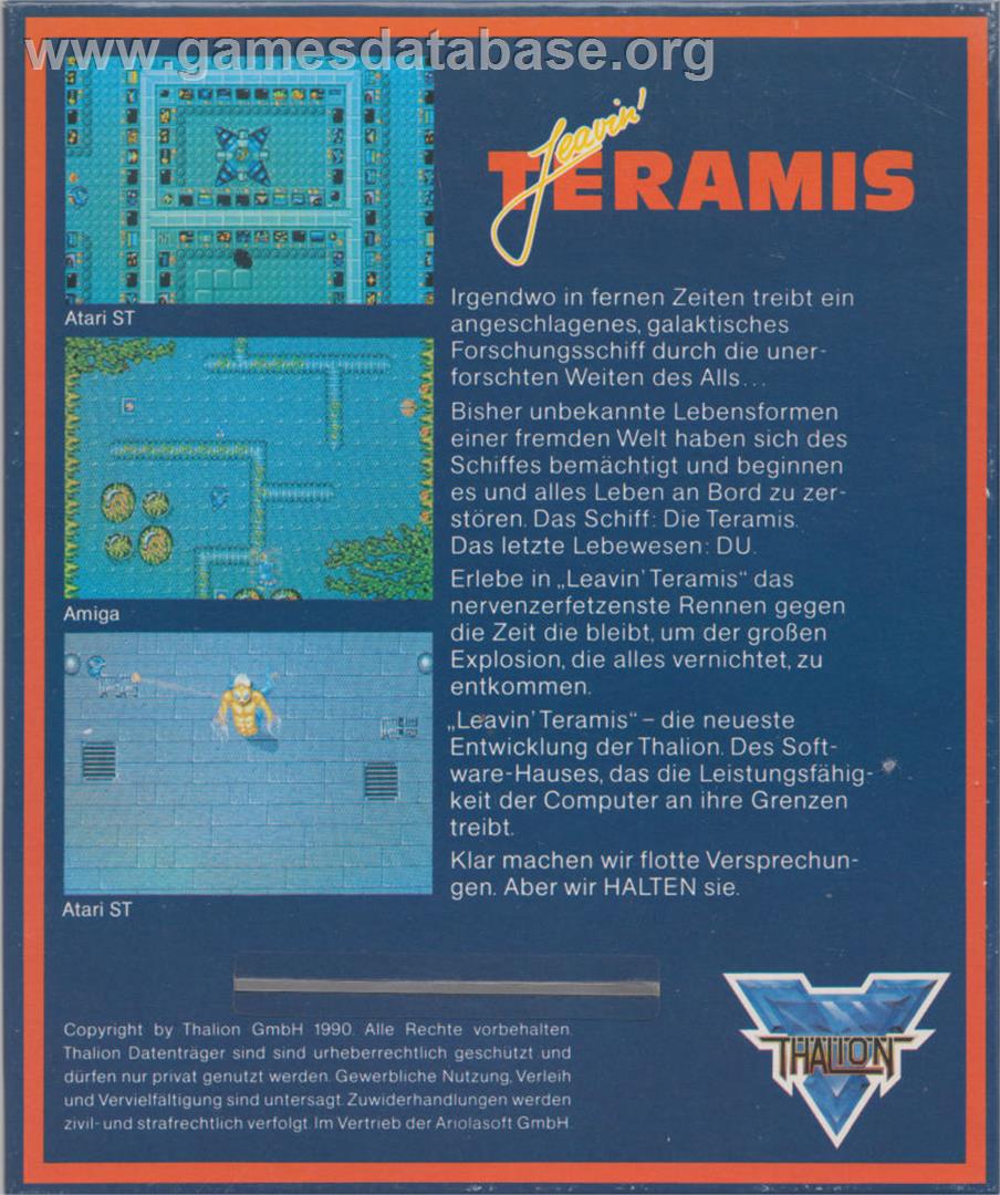 Leavin' Teramis - Commodore Amiga - Artwork - Box Back