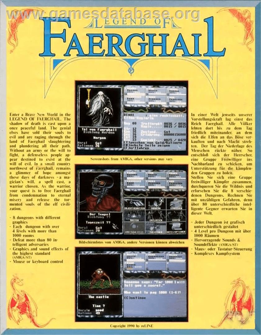 Legend Of Faerghail - Commodore Amiga - Artwork - Box Back