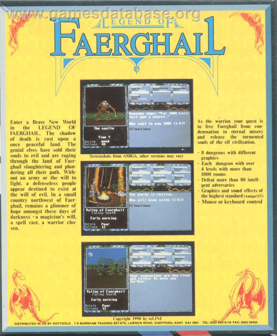 Legend of Faerghail - Commodore Amiga - Artwork - Box Back
