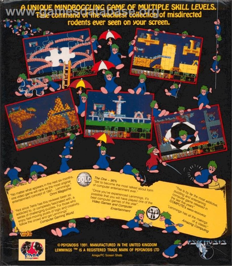 Lemmings - Commodore Amiga - Artwork - Box Back