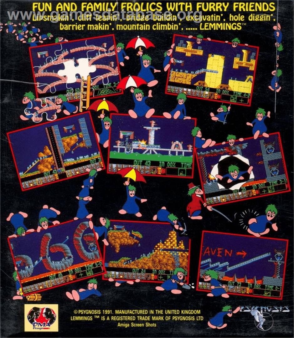 Lemmings - Commodore Amiga - Artwork - Box Back