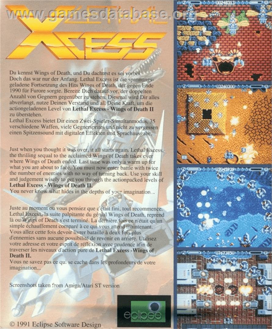 Lethal Xcess: Wings of Death 2 - Commodore Amiga - Artwork - Box Back