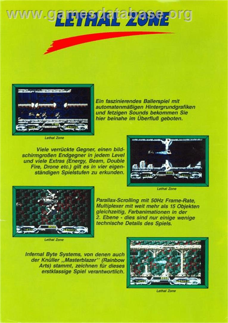 Lethal Zone - Commodore Amiga - Artwork - Box Back