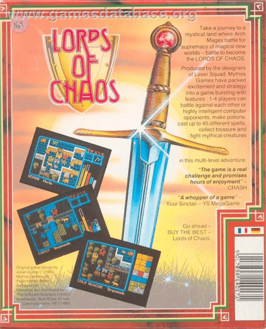 Lords of Chaos - Commodore Amiga - Artwork - Box Back