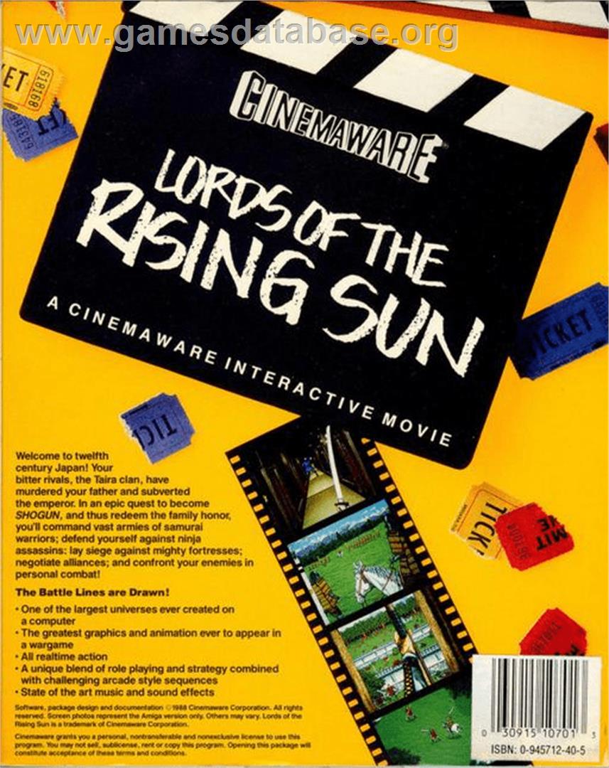 Lords of the Rising Sun - Commodore Amiga - Artwork - Box Back