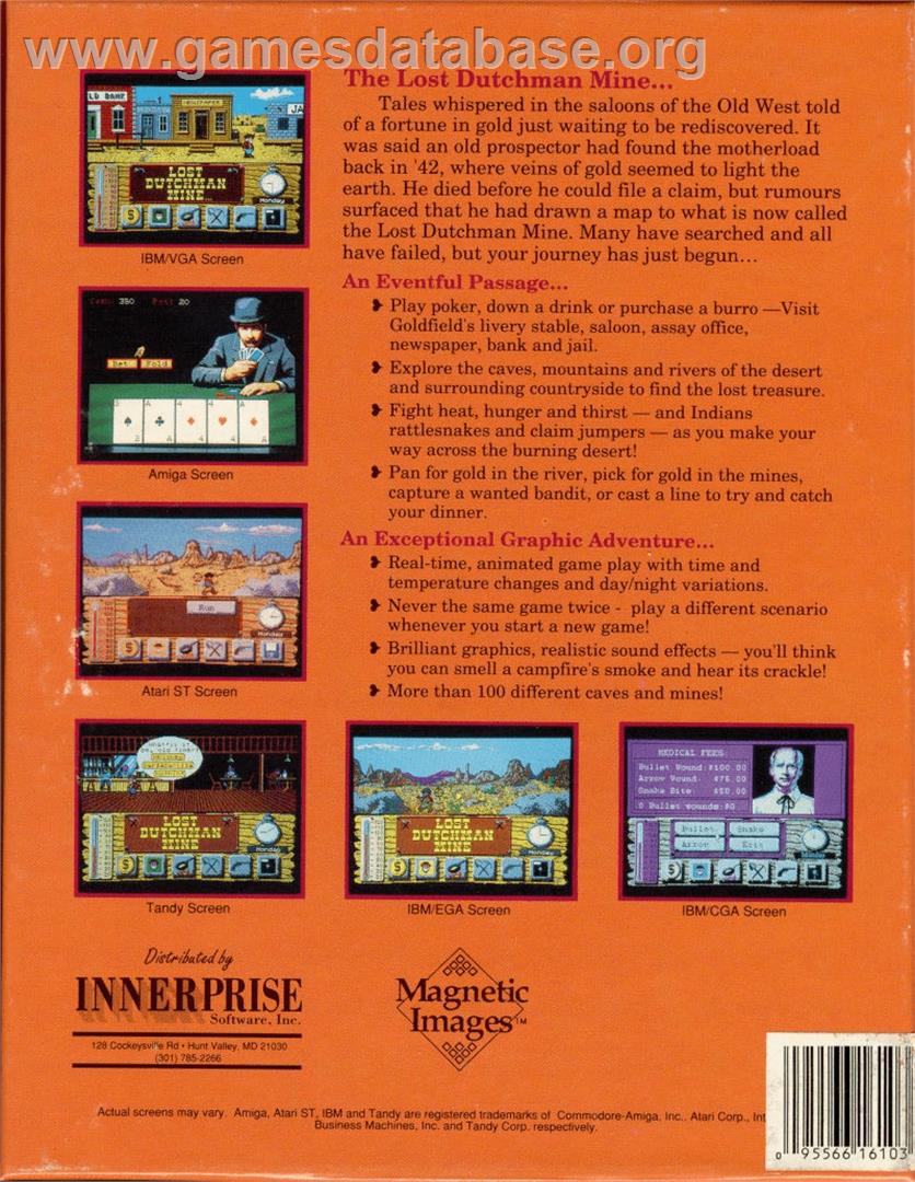 Lost Dutchman Mine - Commodore Amiga - Artwork - Box Back