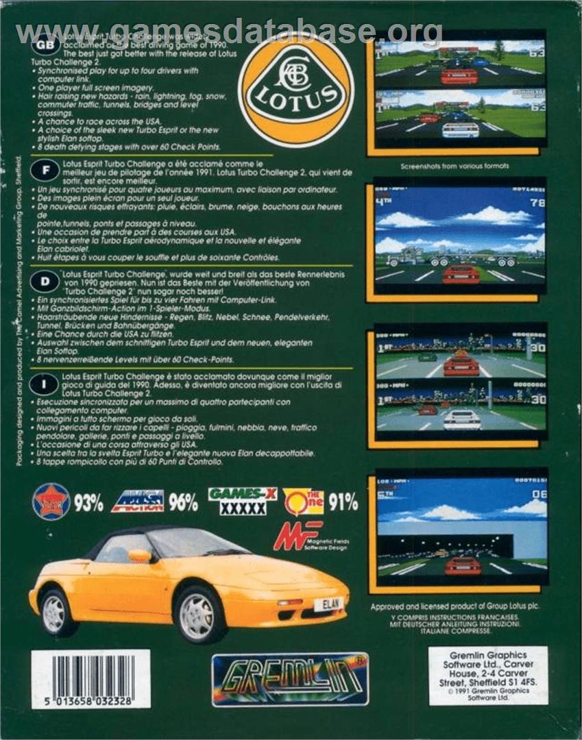 Lotus Turbo Challenge 2 - Commodore Amiga - Artwork - Box Back