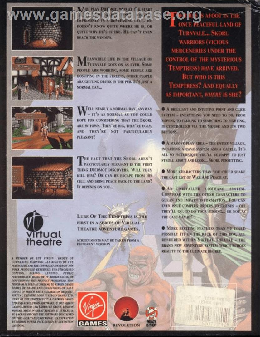 Lure of the Temptress - Commodore Amiga - Artwork - Box Back