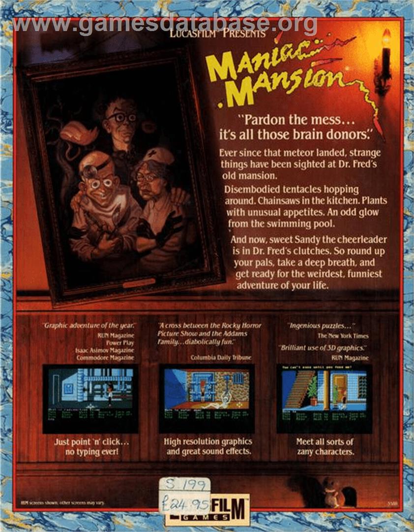 Maniac Mansion - Commodore Amiga - Artwork - Box Back
