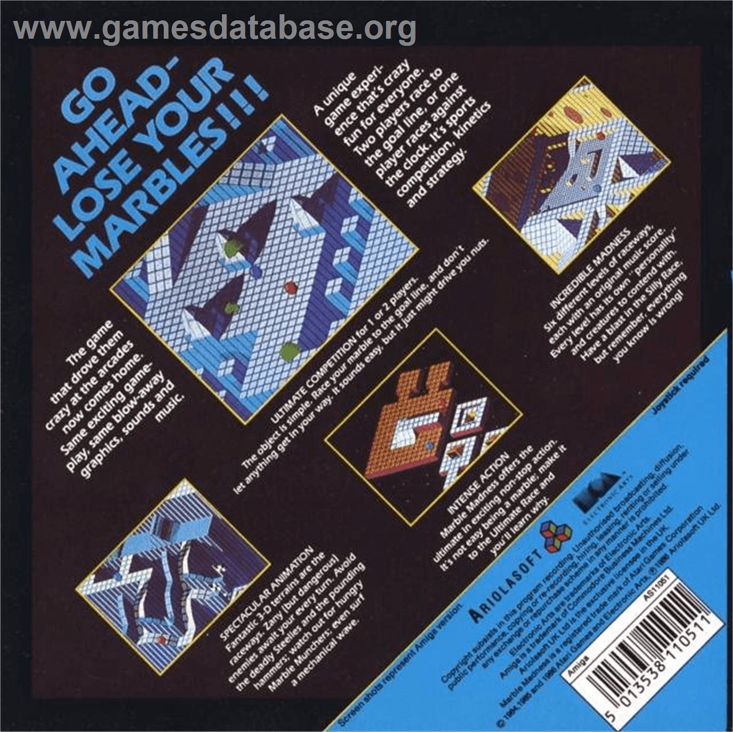 Marble Madness - Commodore Amiga - Artwork - Box Back