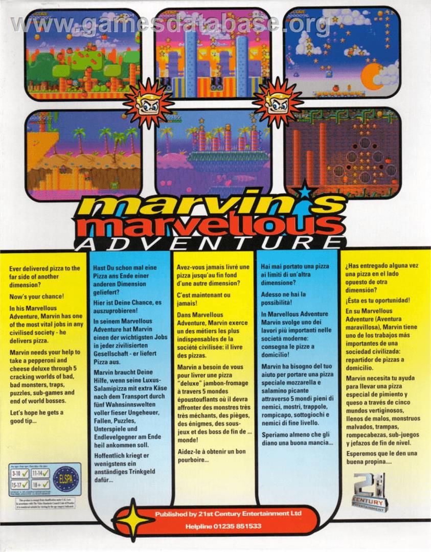 Marvin's Marvellous Adventure - Commodore Amiga - Artwork - Box Back