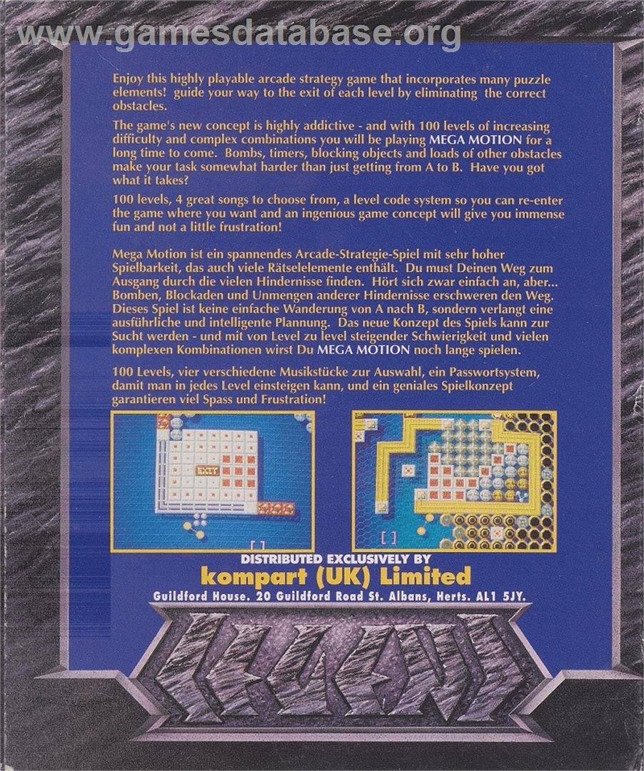 Mega Motion - Commodore Amiga - Artwork - Box Back