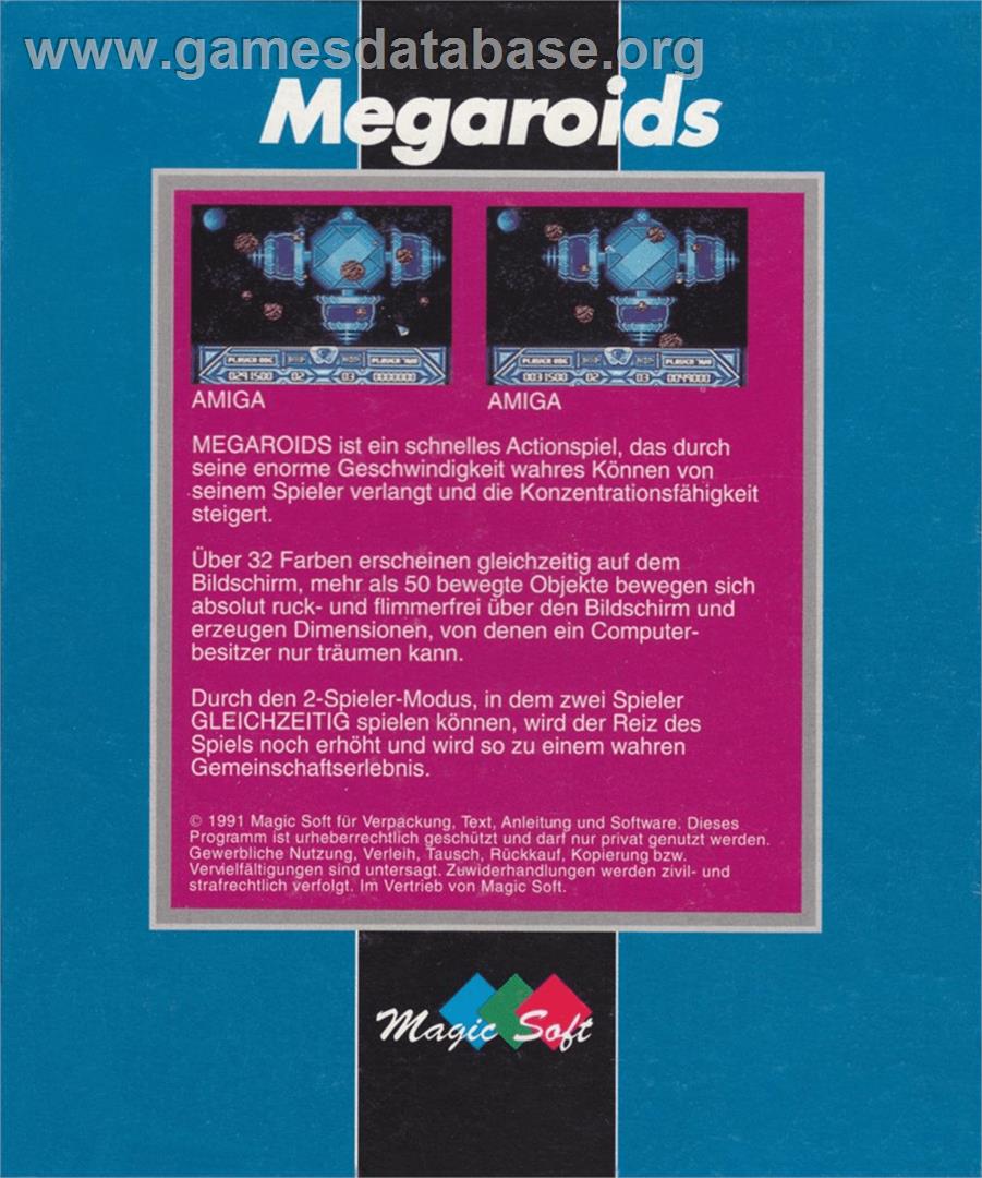 Megaroids - Commodore Amiga - Artwork - Box Back