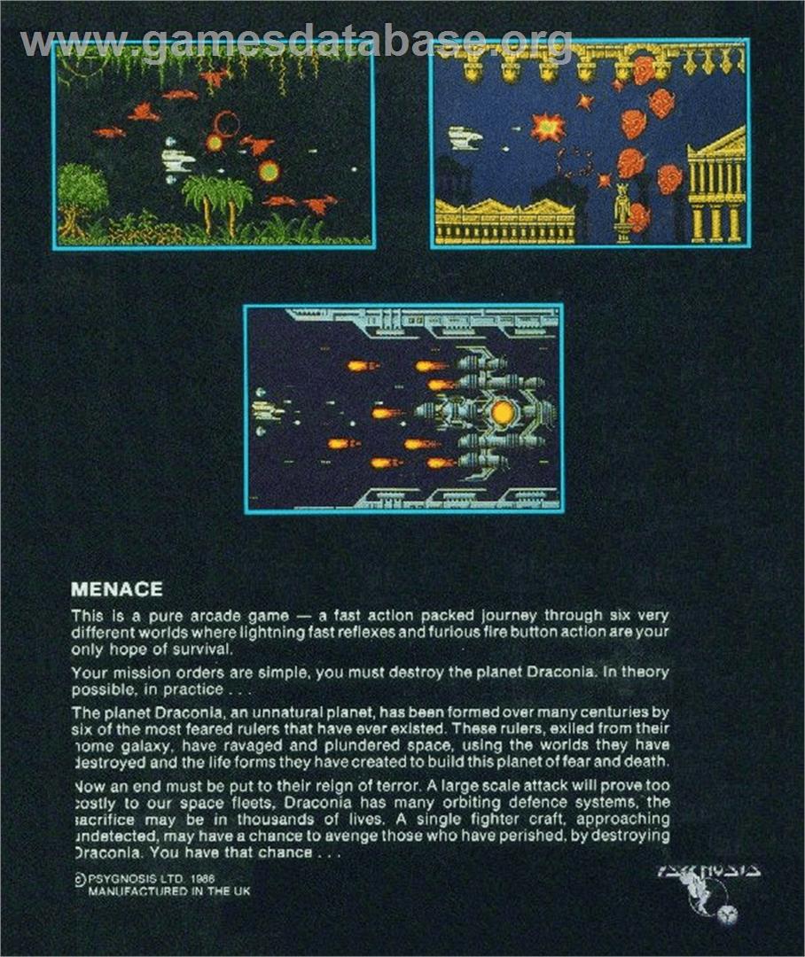 Menace - Commodore Amiga - Artwork - Box Back
