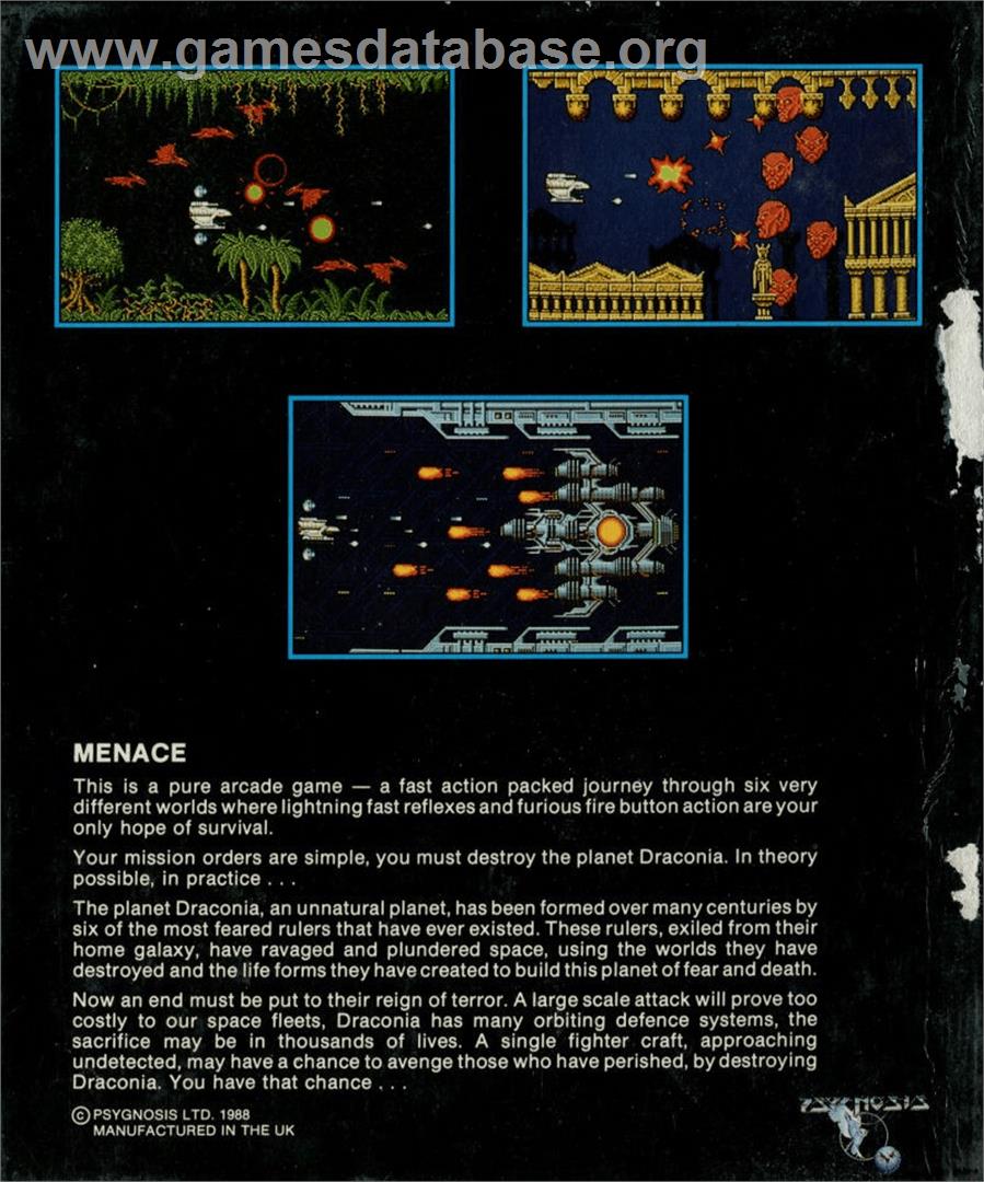 Menace - Commodore Amiga - Artwork - Box Back