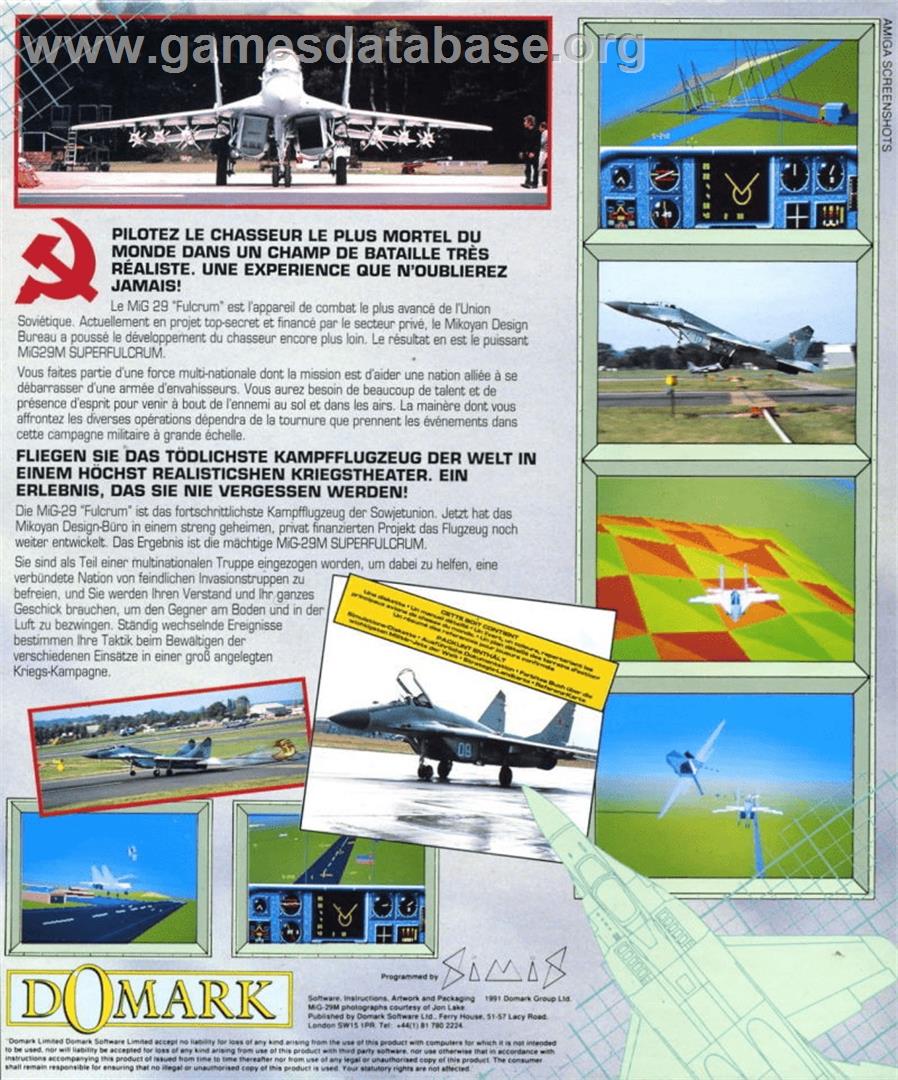 MiG-29M Super Fulcrum - Commodore Amiga - Artwork - Box Back