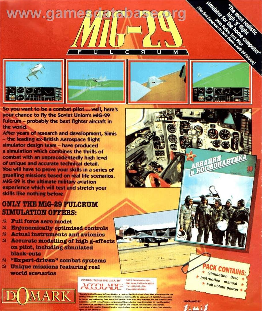MiG-29 Fulcrum - Commodore Amiga - Artwork - Box Back