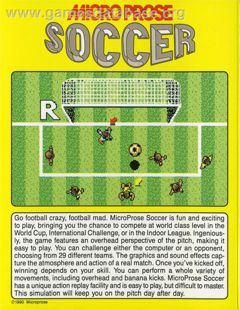 Microprose Soccer - Commodore Amiga - Artwork - Box Back