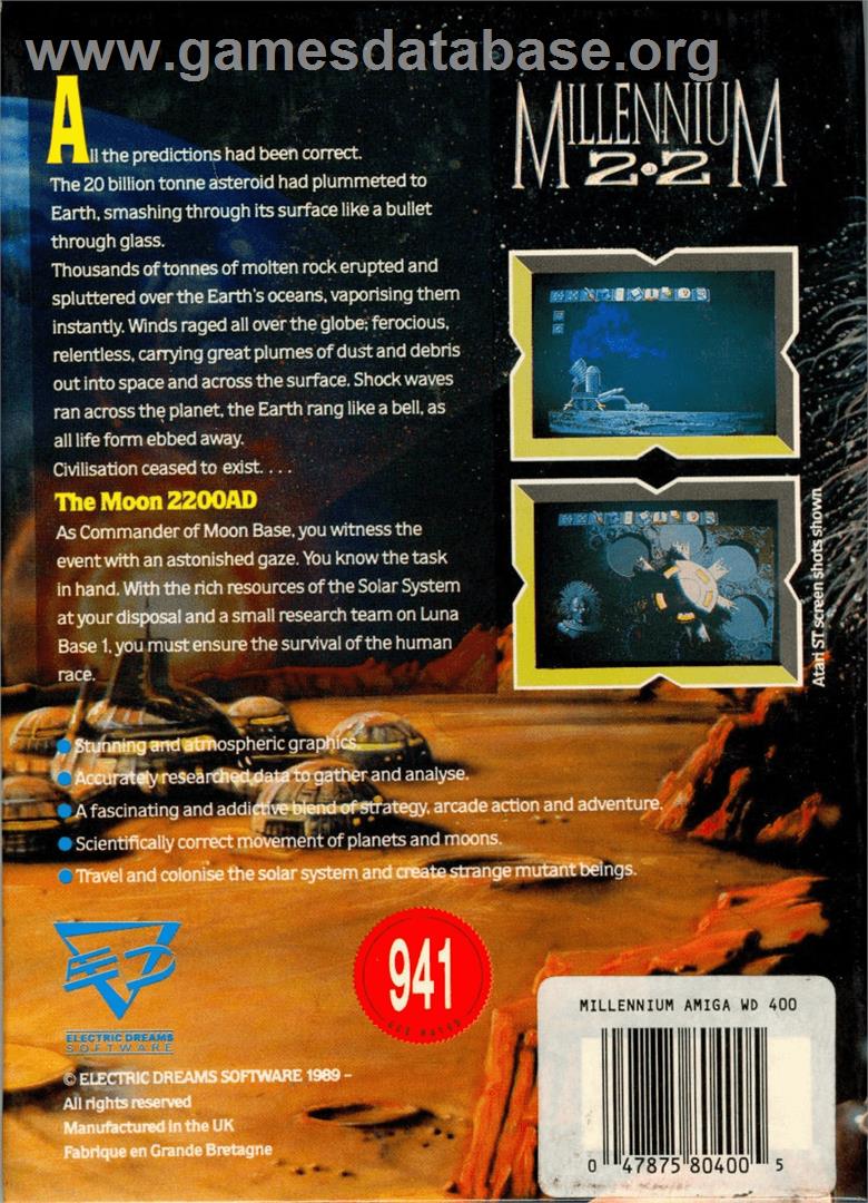 Millennium 2.2 - Commodore Amiga - Artwork - Box Back