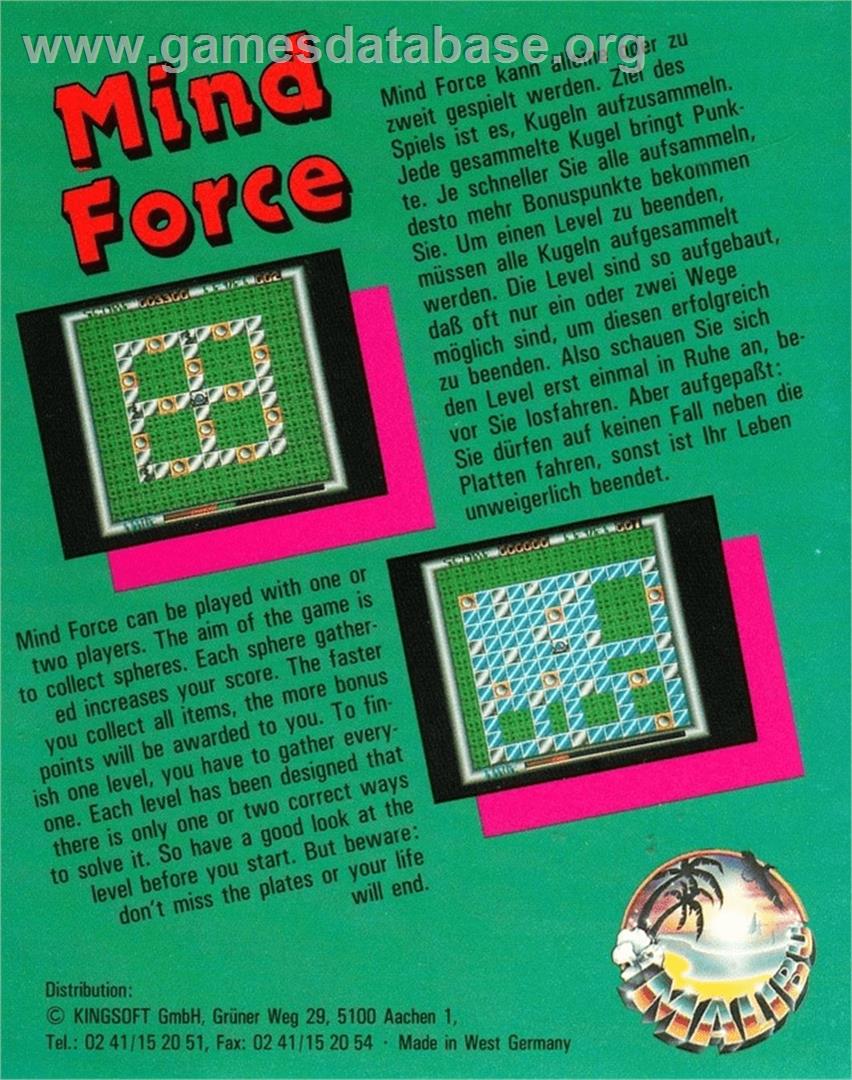 Mind Force - Commodore Amiga - Artwork - Box Back