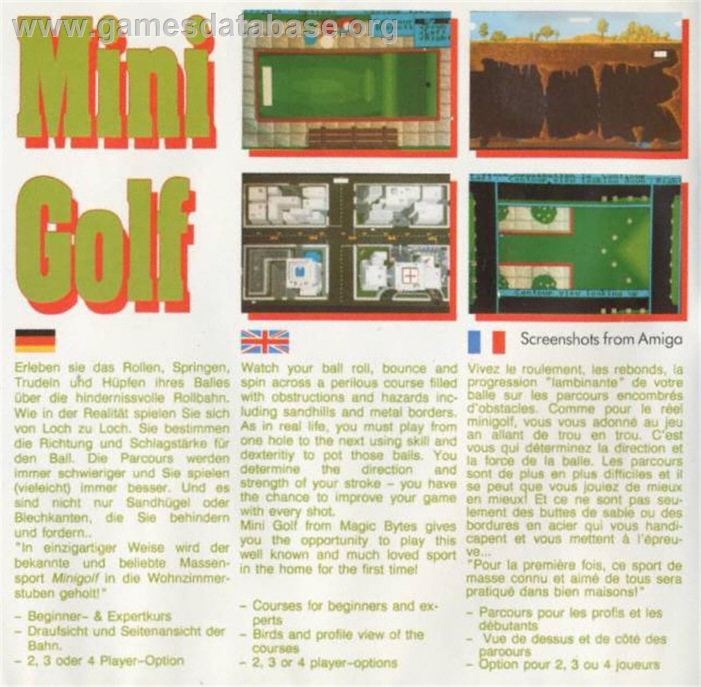 Mini Golf - Commodore Amiga - Artwork - Box Back