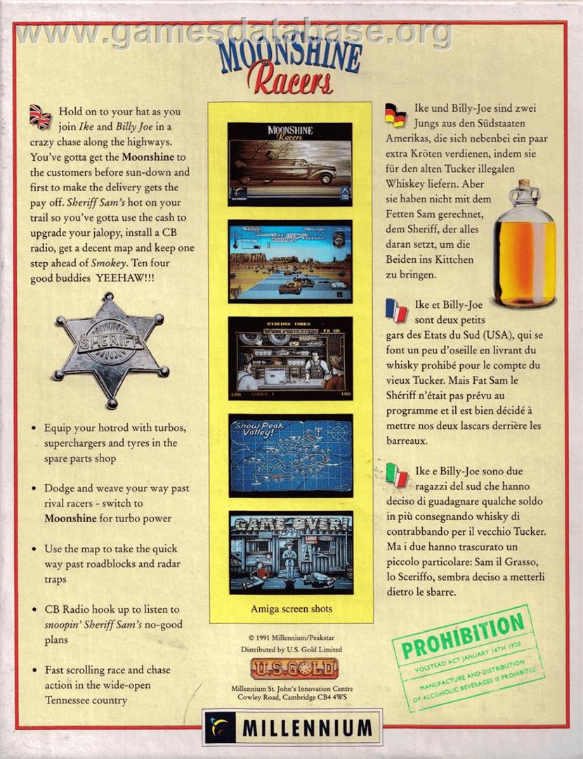 Moonshine Racers - Commodore Amiga - Artwork - Box Back