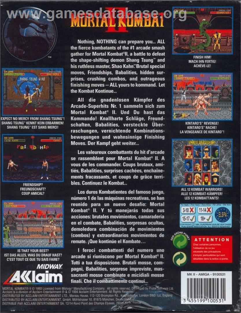 Mortal Kombat II - Commodore Amiga - Artwork - Box Back