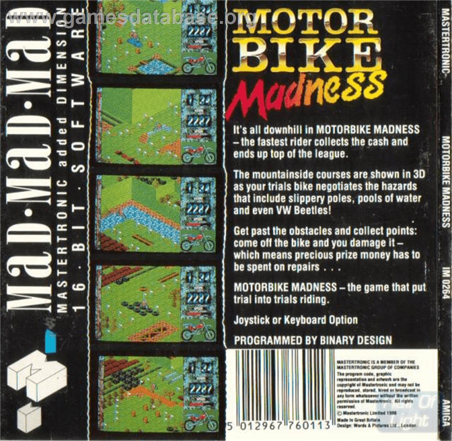 Motorbike Madness - Commodore Amiga - Artwork - Box Back