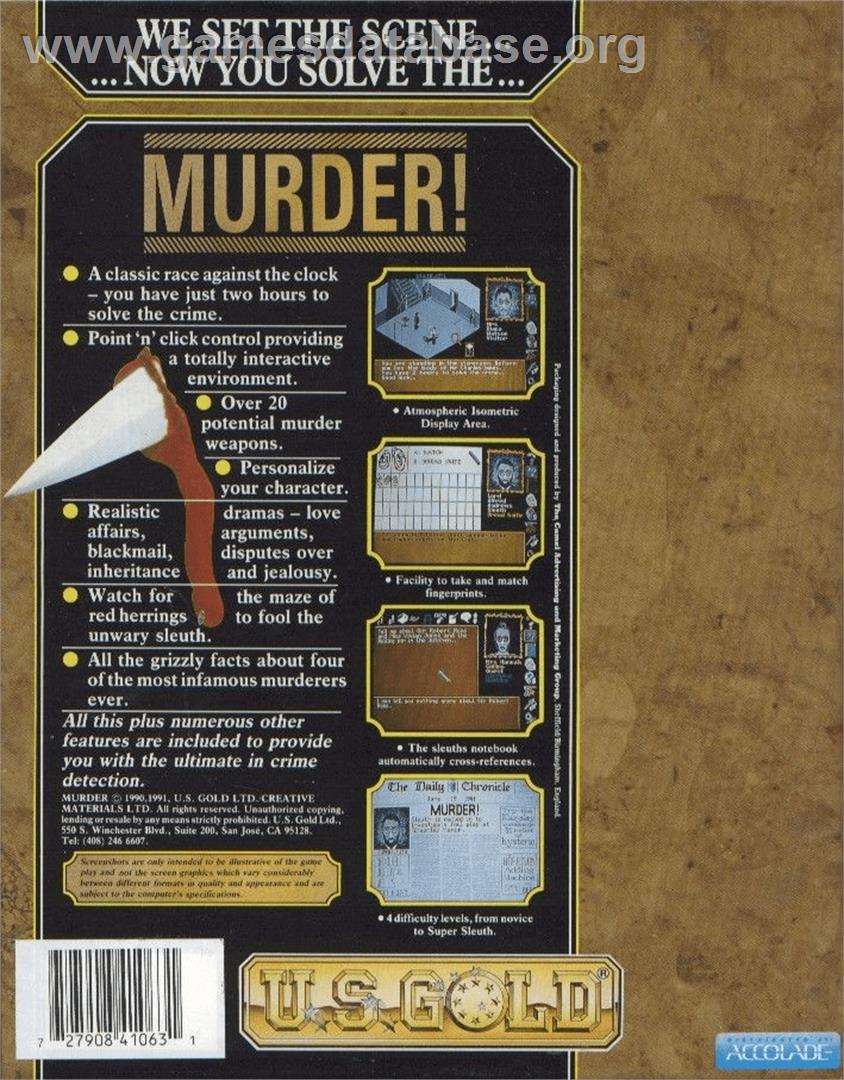 Murder! - Commodore Amiga - Artwork - Box Back
