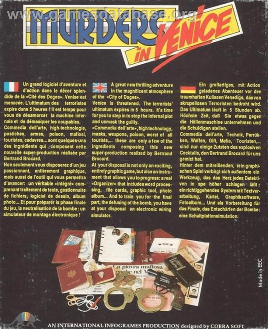 Murders in Venice - Commodore Amiga - Artwork - Box Back