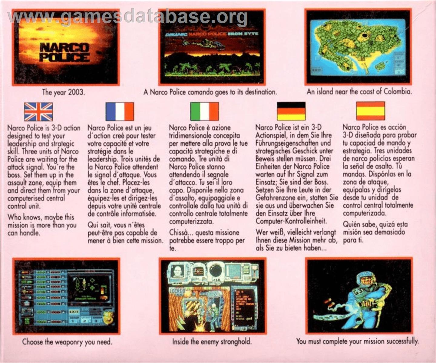Narco Police - Commodore Amiga - Artwork - Box Back