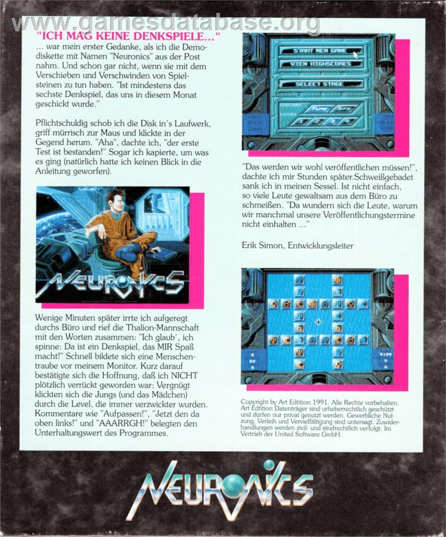 Neuronics - Commodore Amiga - Artwork - Box Back