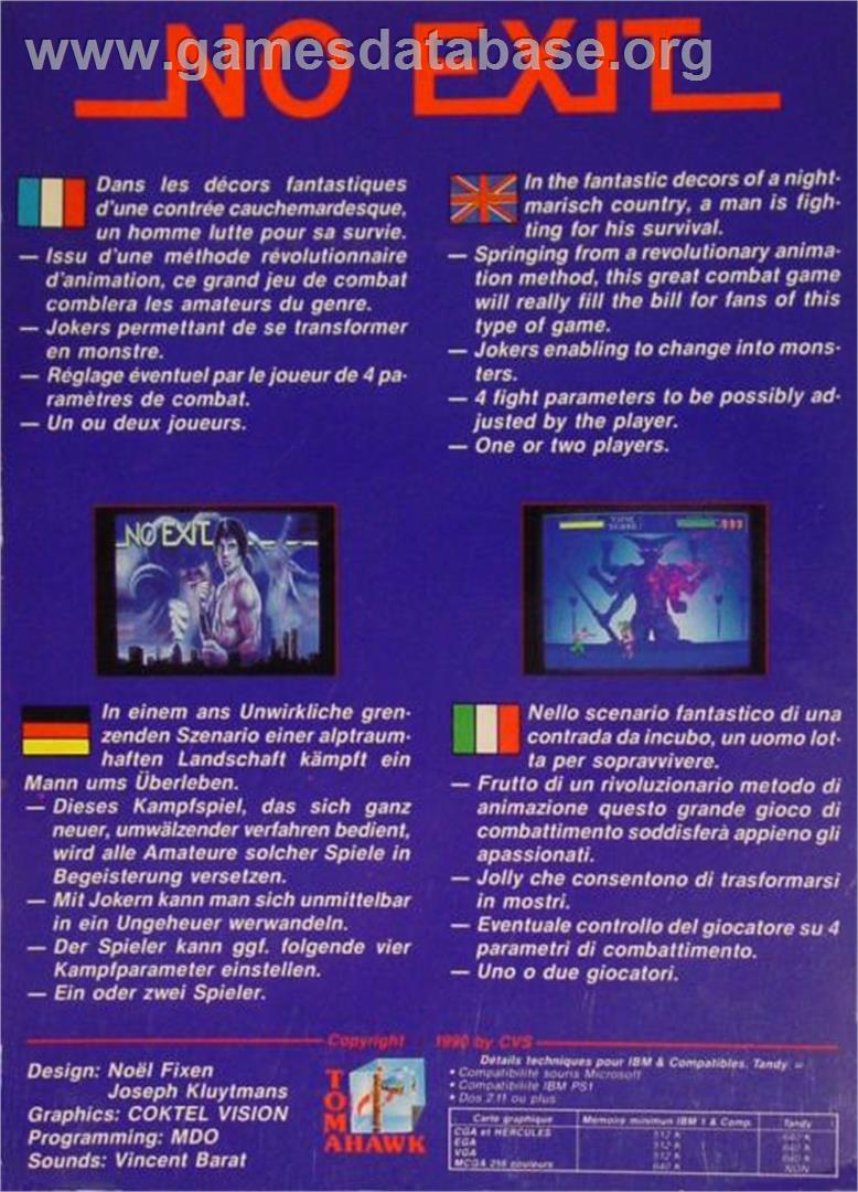 No Exit - Commodore Amiga - Artwork - Box Back