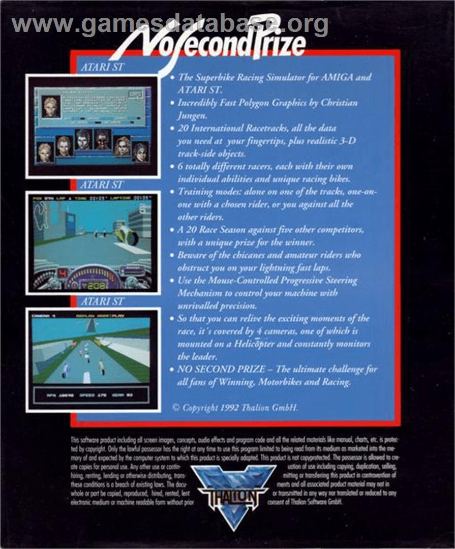 No Second Prize - Commodore Amiga - Artwork - Box Back