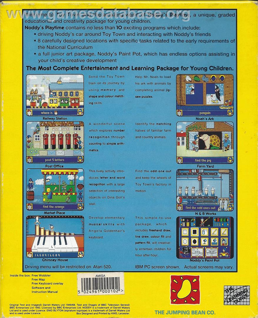 Noddy's Playtime - Commodore Amiga - Artwork - Box Back