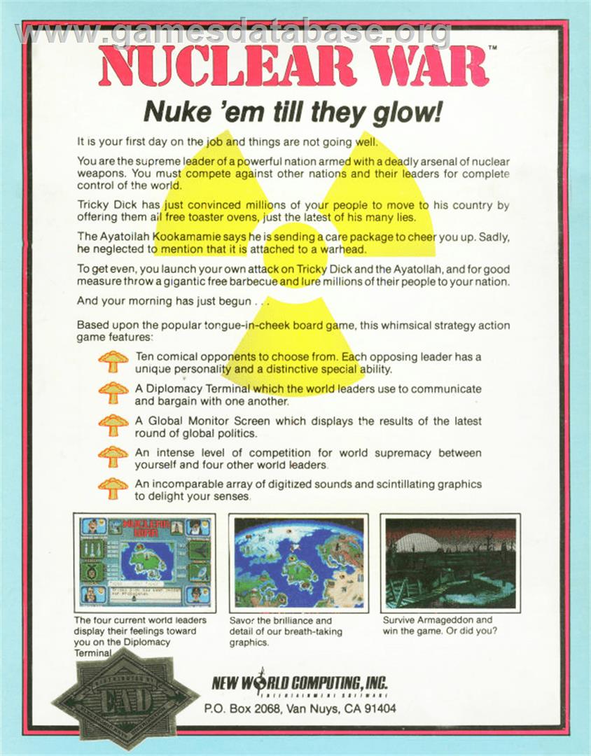 Nuclear War - Commodore Amiga - Artwork - Box Back