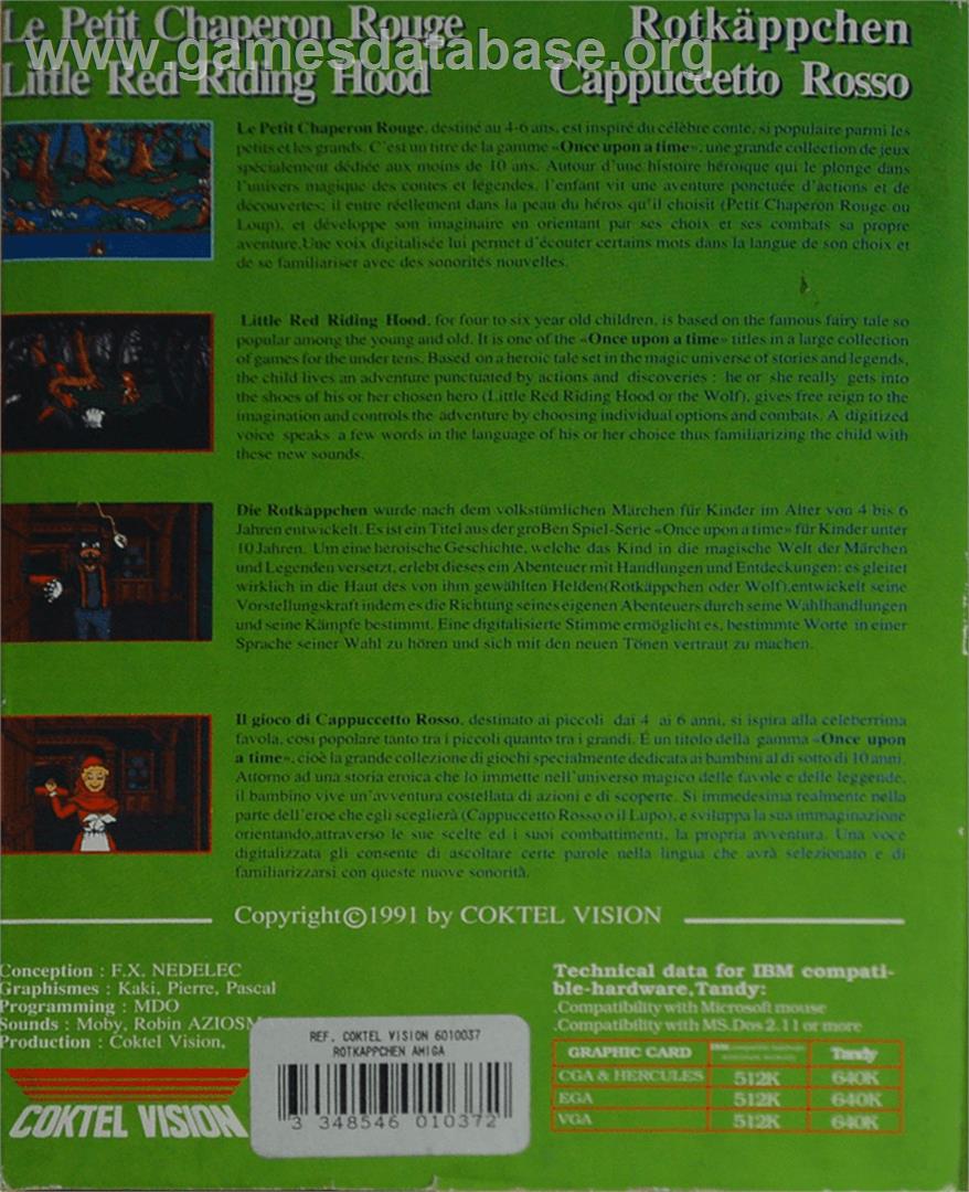Once Upon A Time: Little Red Riding Hood - Commodore Amiga - Artwork - Box Back