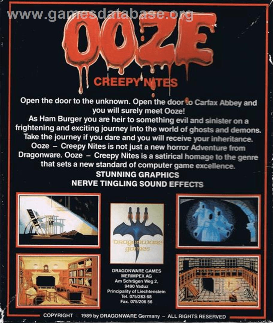 Ooze: Creepy Nites - Commodore Amiga - Artwork - Box Back