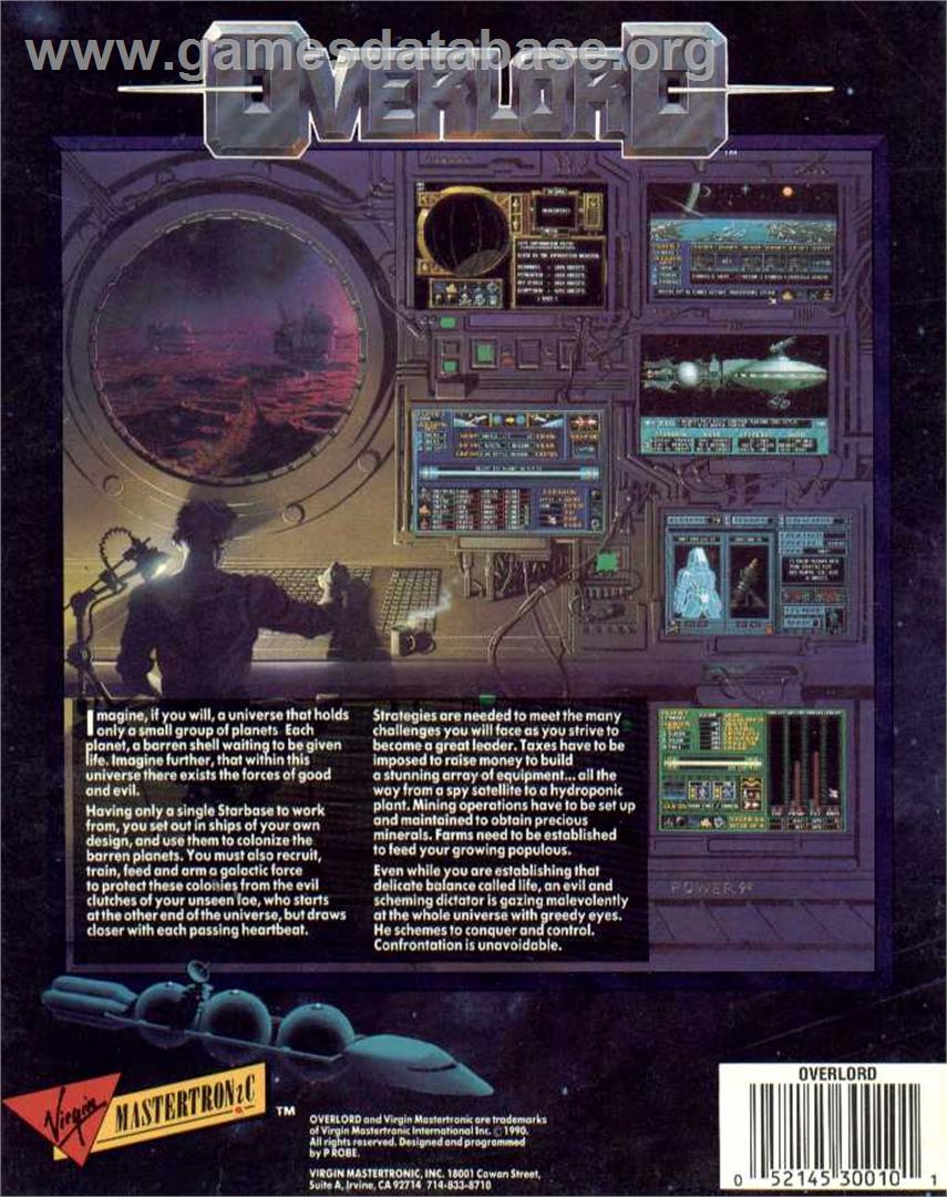 Overlord (1994) - Commodore Amiga - Artwork - Box Back