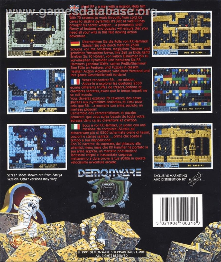 P. P. Hammer and His Pneumatic Weapon - Commodore Amiga - Artwork - Box Back