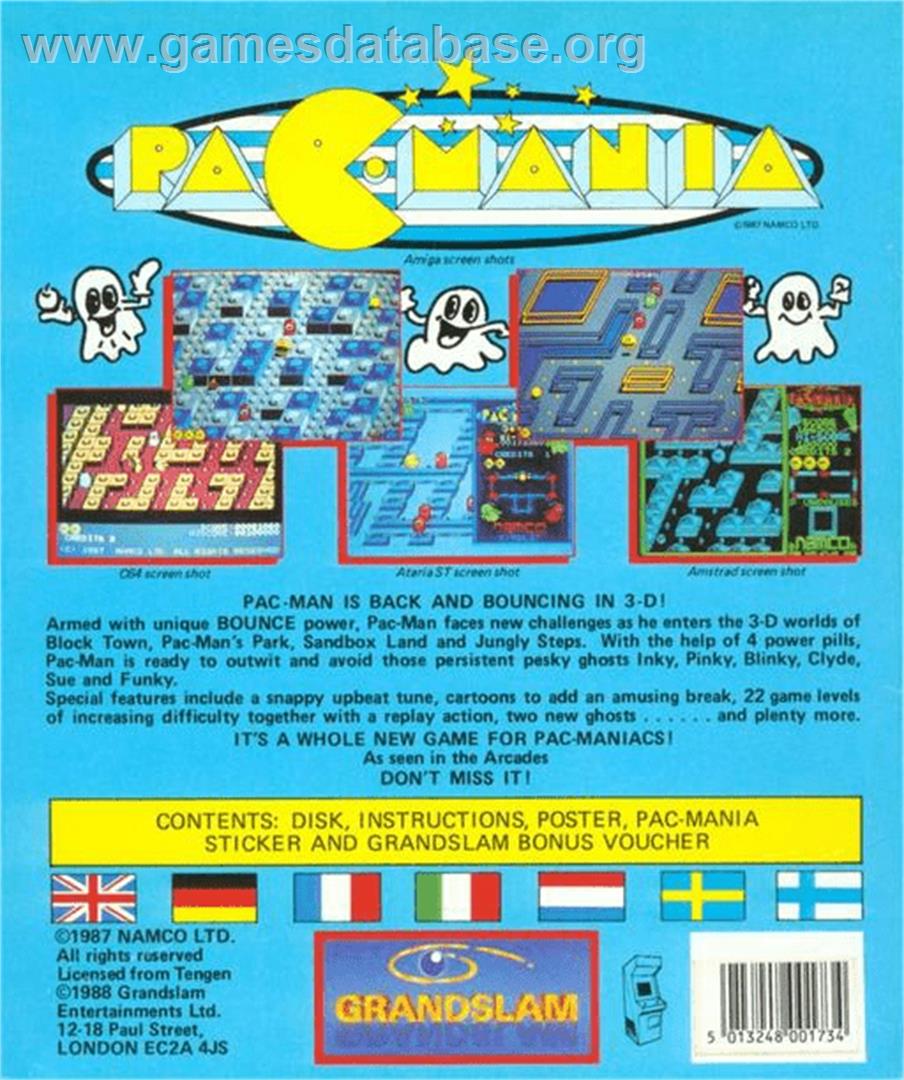 Pac-Mania - Commodore Amiga - Artwork - Box Back