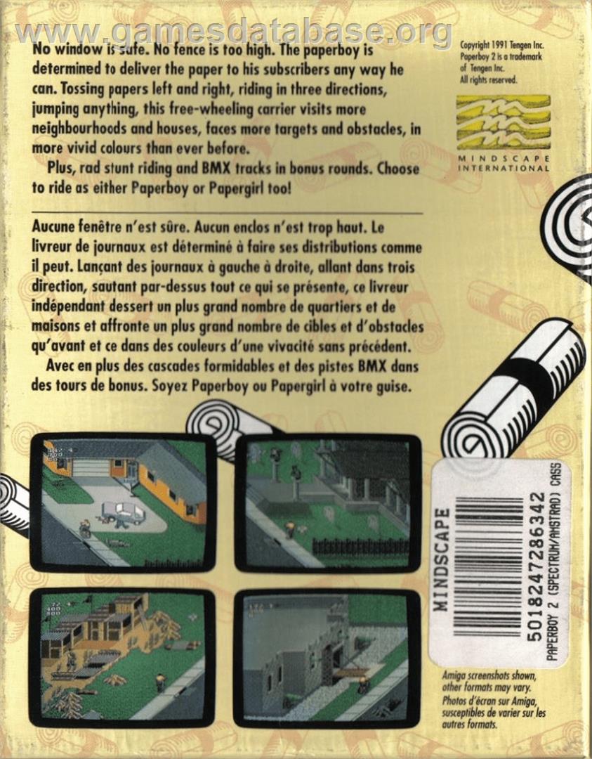 Paperboy 2 - Commodore Amiga - Artwork - Box Back