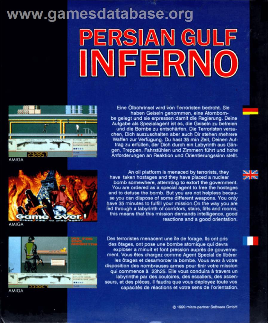 Persian Gulf Inferno - Commodore Amiga - Artwork - Box Back