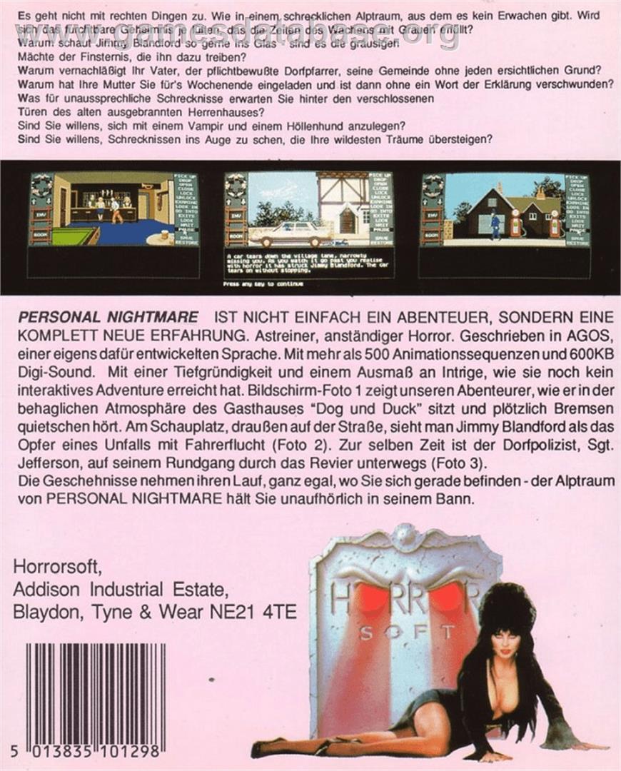 Personal Nightmare - Commodore Amiga - Artwork - Box Back