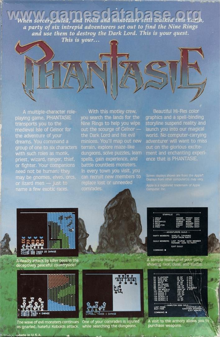 Phantasie - Commodore Amiga - Artwork - Box Back